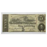 1863 One Dollar $1 Confederate CSA Note T-60