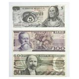 MEXICO: Three Different Currency Notes Crisp UNC
