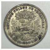 VENEZUELA: 1935 Silver Half Bolivar