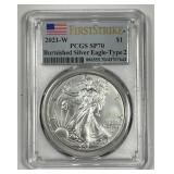 2021-W Burnished Silver American Eagle PCGS SP70