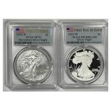 2022-W Silver Eagle Burnished & Proof PCGS 70 Pair