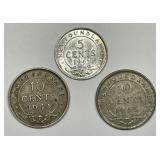 CANADA: Newfoundland Silver Coinage Trio 1941-1945