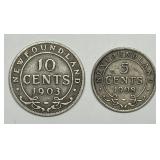 CANADA: Newfoundland Silver Coin Pair 1903 & 1908