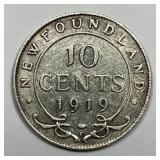 CANADA: Newfoundland 1919-C Silver 10 Cents