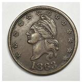 1863 Civil War Token Capped Liberty / Our Country