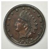 1863 Civil War Token Indian Head / Cannons & Drum