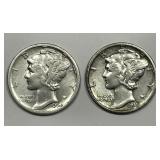 1934-D & 1935-D Mercury Silver Dime Pair