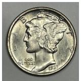 1937 Mercury Silver Dime Brilliant Uncirculated BU