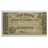 1862 Two Dollars $2 State of North Carolina Note