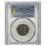 GREAT BRITAIN: 1672 Farthing 1/4D PCGS VF detail