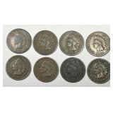 Eight Different Indian Head Cents 1879 - 1889