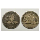 1858 Flying Eagle Cent LL & SL Variety Pair