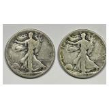 1920 D & S Walking Liberty Silver Half Pair