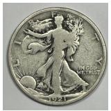 1921 Walking Liberty Silver Half Key Date Good G