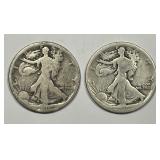 1916 Walking Liberty Silver Half 1st Year Pair