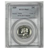 1939 Washington Silver Quarter Proof PCGS PR65