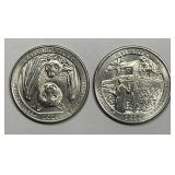 2020-W American Samoa & Weir Farm 25c Pair