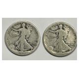 1916 Walking Liberty Silver Half 1st Year Pair