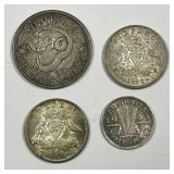 AUSTRALIA: 4 Silver Australian Coins 1939-1943