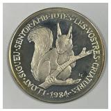 ANDORRA: 1984 Silver 20 Dinars Proof