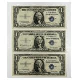 Trio 1935-G $1 Silver Certificate Uncirculated UNC