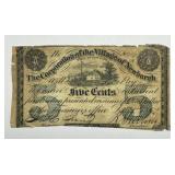 1862 5 Cents Corporation Village of Newburgh NY