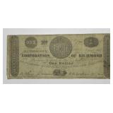 1861 One Dollar $1 Corporation of Richmond VA