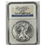 2011-S Silver American Eagle 25th Set NGC MS70