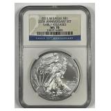2011-W Silver American Eagle 25th Set NGC MS70