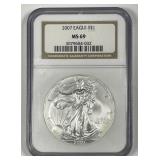 2007 Silver American Eagle NGC MS69