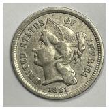 1881 Three Cent Nickel Extra Fine XF