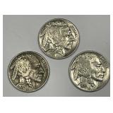 1936 PDS Buffalo Nickel Trio XF/AU