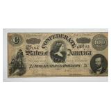 1864 Hundred Dollars $100 Confederate CSA  T-65