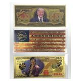 Lot of Three Gold Foil Novelty Notes