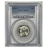 1942-S Jefferson Silver Nickel NGC MS66