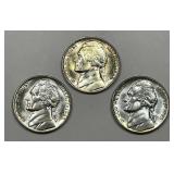 1943 PDS Silver Jefferson Nickel Trio BU
