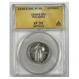 1918-S Standing Liberty Quarter  ANACS VF35 detail