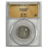 1918-D Standing Liberty Quarter  ANACS VF30 detail