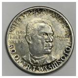 1946 Booker Washington Commem Silver Half AU