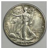1939 Walking Liberty Silver Half Choice AU