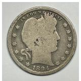 1894-S Barber Silver Quarter Good G