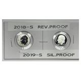 2018-S Reverse Proof & 2019-S Silver Proof Dimes