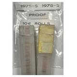 1975-S & 1978-S Roosevelt Dime Proof Roll Pair