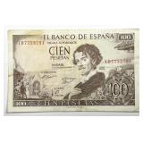 SPAIN: 1965 100 Pesetas Currency Note
