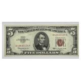 1963 $5 US Note Red Seal Crisp Uncirculated CU