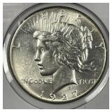1927 Peace Silver $1 About Uncirculated AU