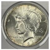 1924 Peace Silver $1 About Uncirculated CH AU