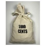 Canvas Bag of 1000 Memorial Lincoln Cents
