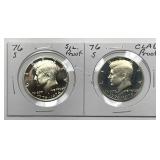 1976-S Silver & Clad Proof Bicentennial Half Pair