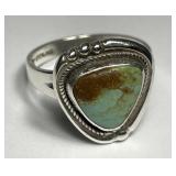 Turquoise Cabochon Sterling Ring Sz 7.5